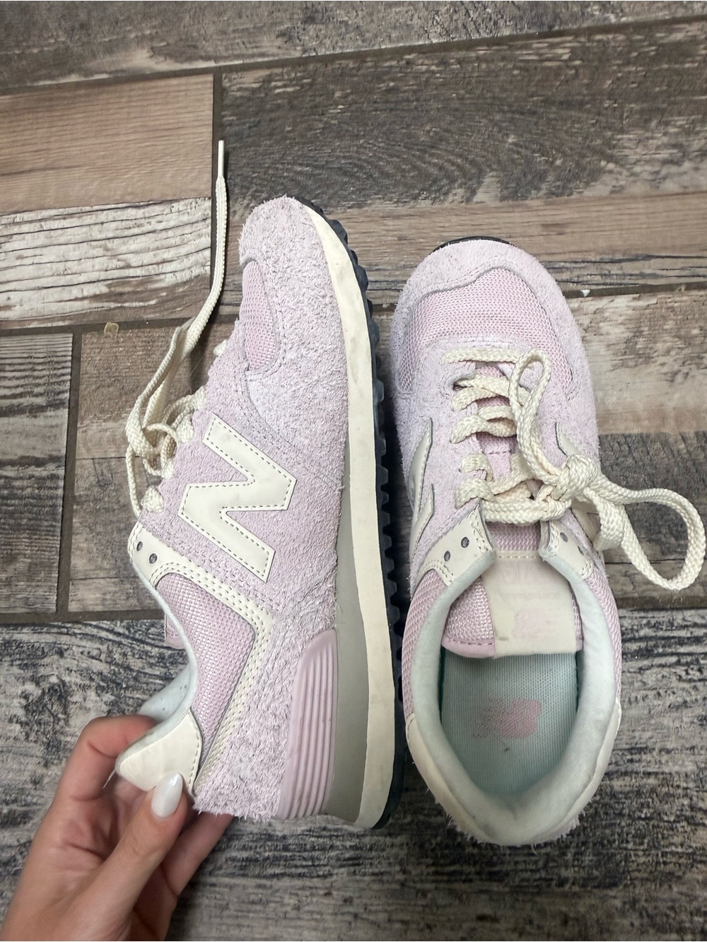 New Balance Women's Light Pink Suede & Mesh Sneakers